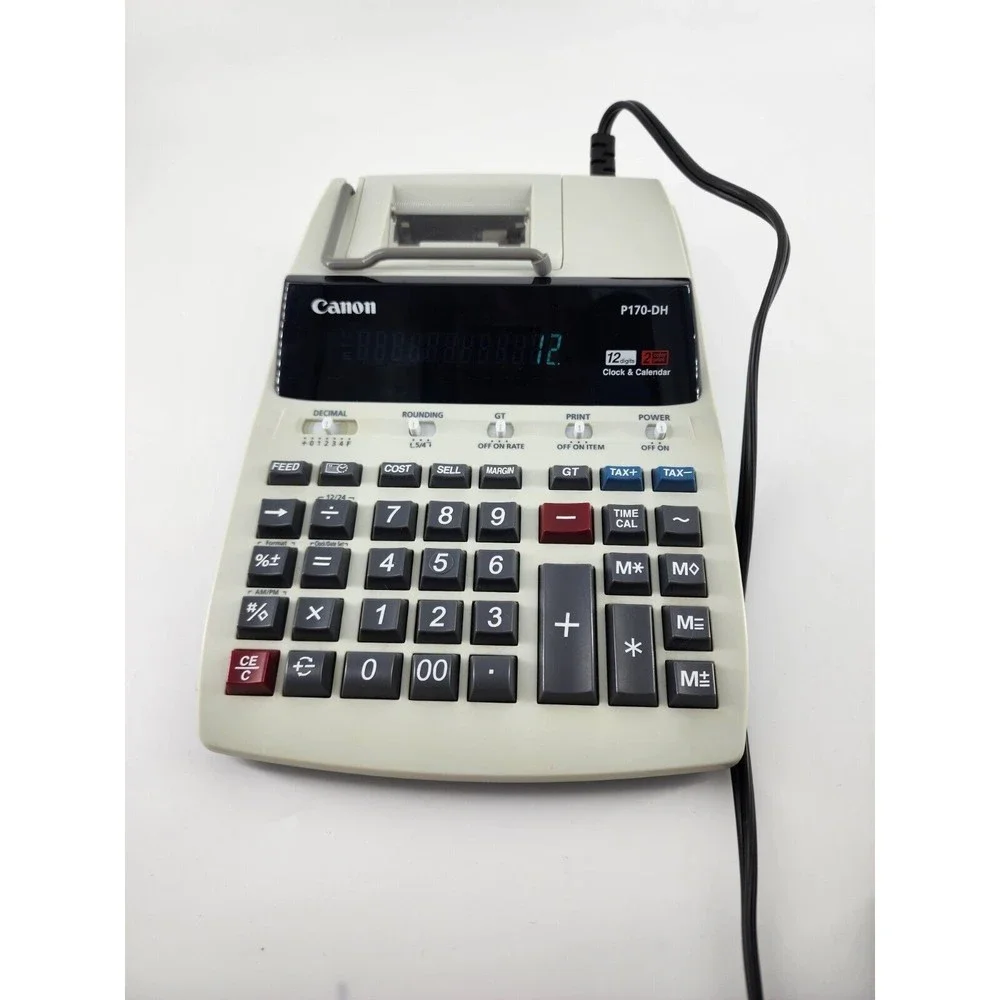 Canon P170-DH 12 Digit 10 Key Adding Business Machine Calendar Clock Calculator